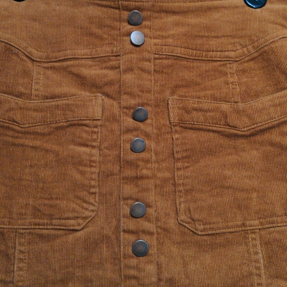 2 for $20 Living Doll Rust Copper Corduroy Mini-Skirt w/Copper Buttons Sz M - Picture 3 of 8